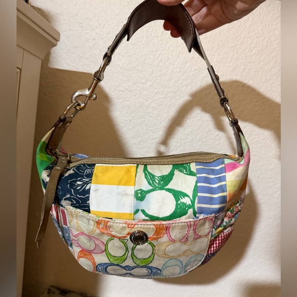 Coach Patchwork Soho Hobo Shoulder Bag Multicolor Canvas Leather Trim - Picture 16 of 16